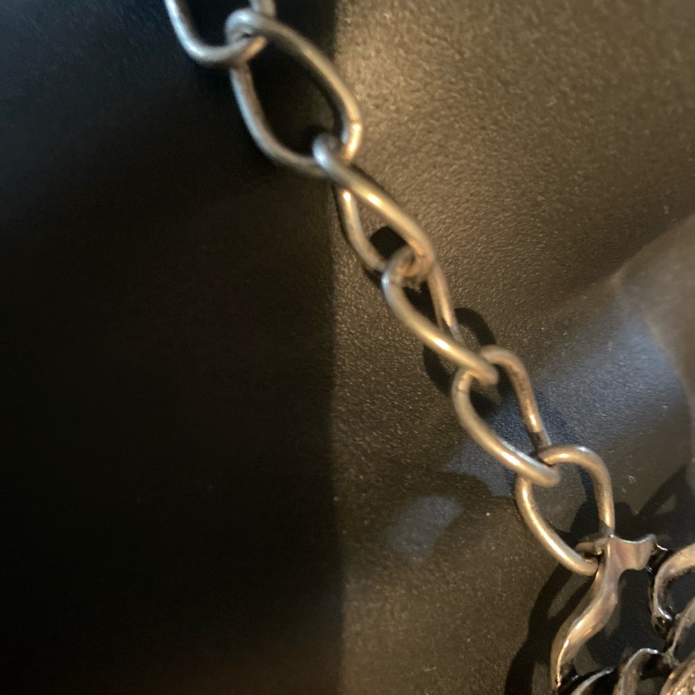 Chunky Silver Rhinestone Flower Statement Necklace - image 5